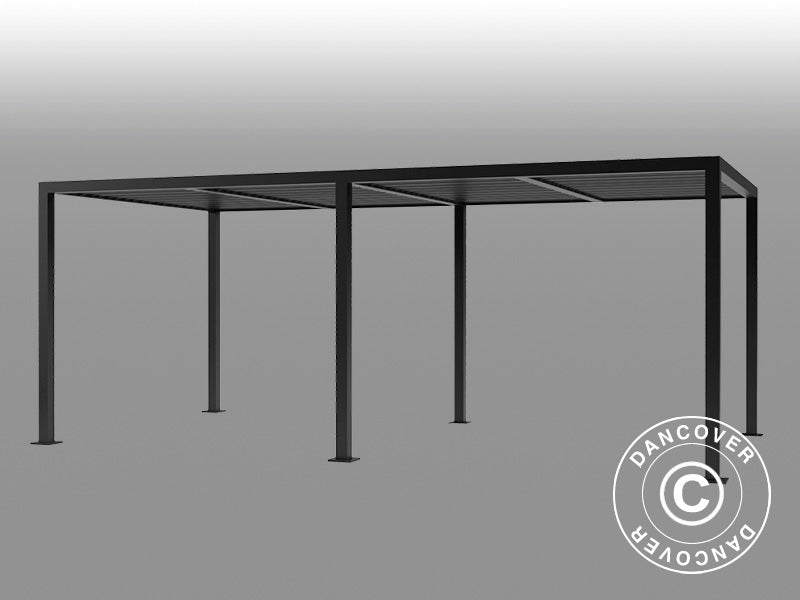 Bioclimatic pergola gazebo San Pablo Alu+, 3x5.8 m, Black