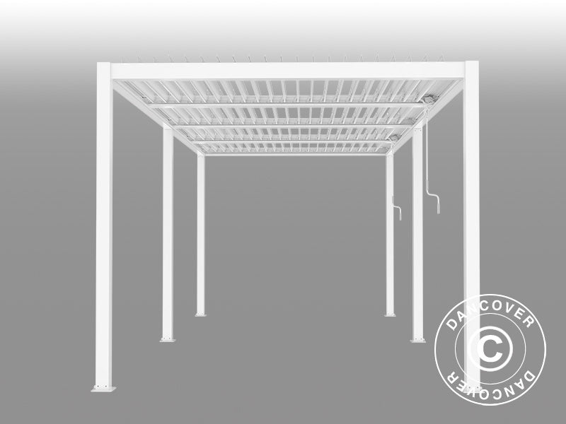 Bioclimatic pergola gazebo San Pablo Alu+, 3x5.8 m, White