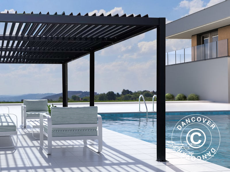 Bioclimatic pergola gazebo San Pablo Alu+, 4x5.8 m, Black