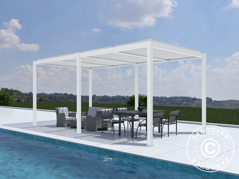 Bioclimatic pergola gazebo San Pablo Alu+, 4x5,8 m, White