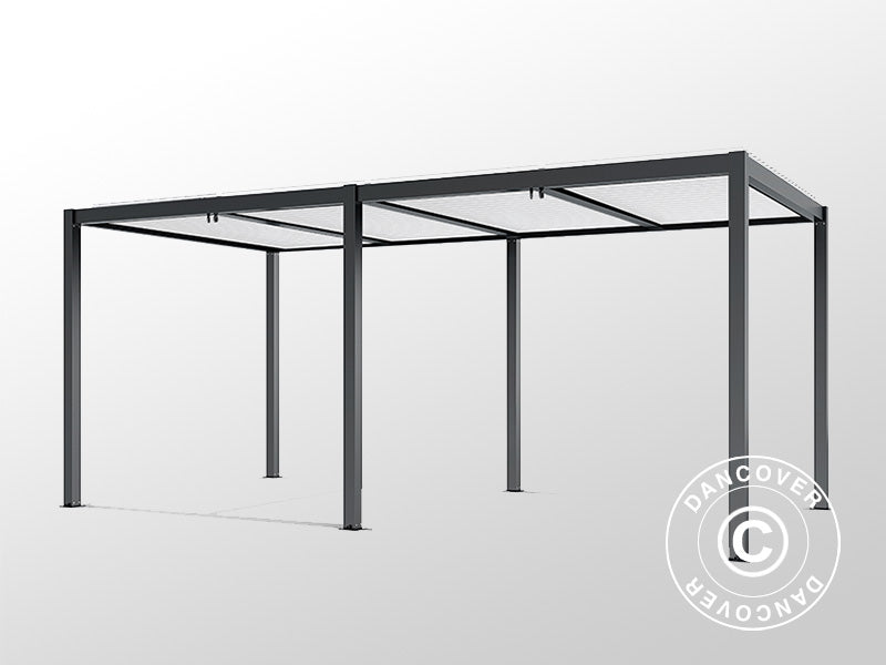 Bioclimatic pergola gazebo San Pablo Alu+, 4x5.8 m, Black/White