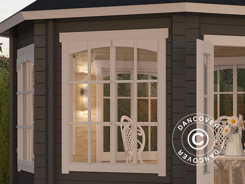 Wooden Gazebo Lorraine, octagonal 3.47x3.47x3.45 m, 44 mm, Dark Grey