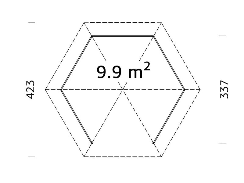 Wooden Gazebo, 3.37x3.37x3.13 m, 9.9 m², Natural