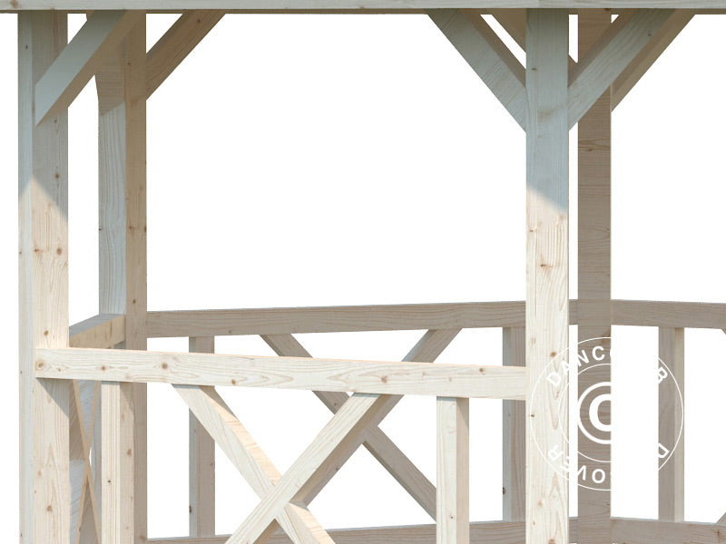 Wooden Gazebo w/Wooden floor, 3.37x3.37x3.13 m, 9.9 m², Natural