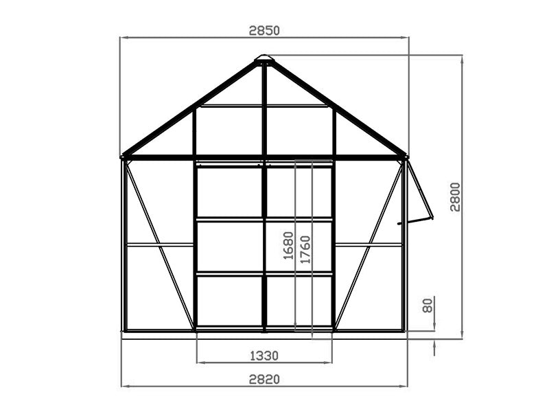 Orangery, gazebo glass 8.06 m², 2.82x2.86x2.8 m w/base, Black