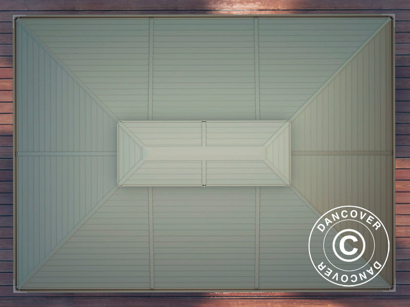 Gazebo San Bruno w/polycarbonate sidewalls, 3.6x5 m, Brass