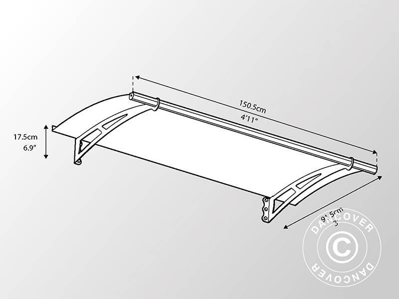 Door canopy Aquila, Palram/Canopia, 0.915x1.505 m, Dark Grey/Clear