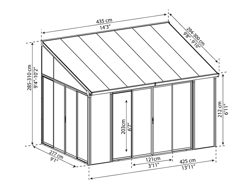 Conservatory SanRemo, Palram/Canopia, 3x4.25 m Anthracite