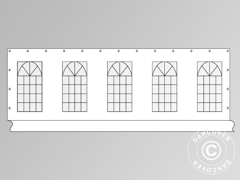 Sidewall with window for marquee PLUS 10 m, White