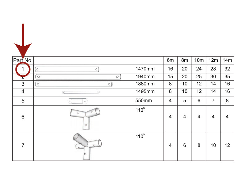 Tube for roof, Ø38 mm, 1470 mm