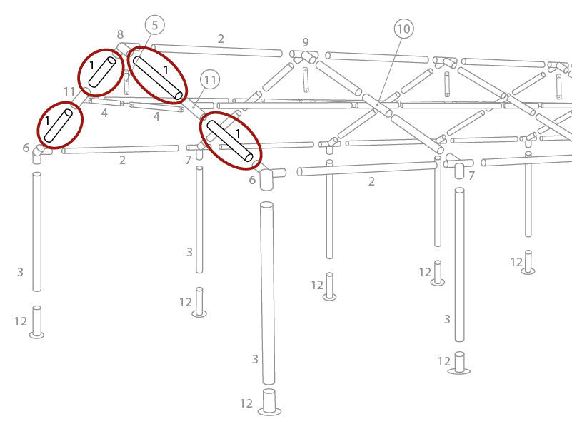Tube for roof, Ø38 mm, 1470 mm
