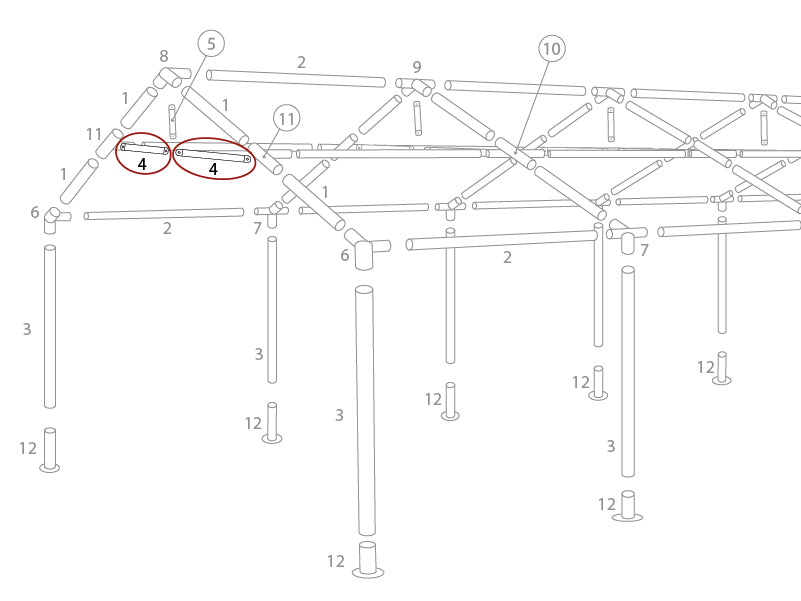Collar beam horizontal, Ø25 mm, 1475 mm