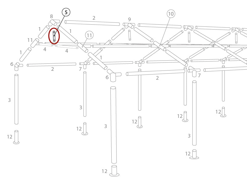Collar beam vertical, Ø25 mm, 530 mm