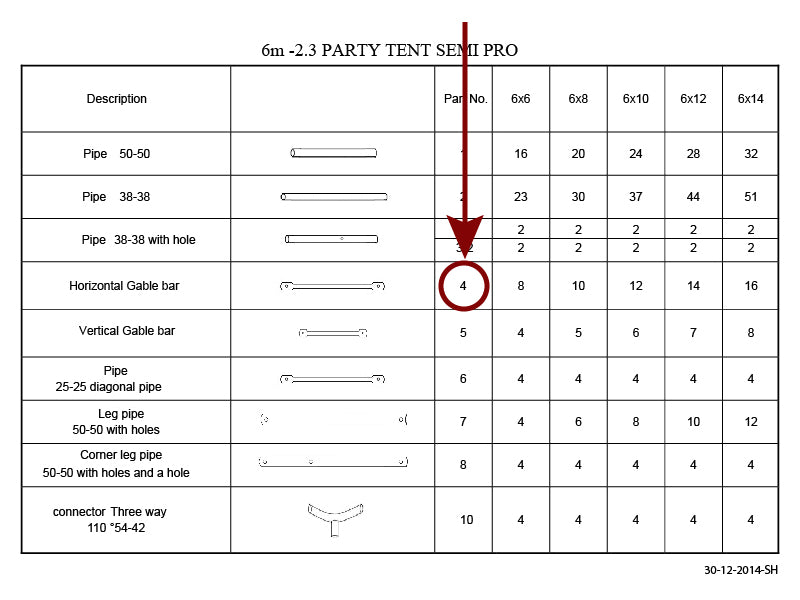 Collar beam horizontal, Ø25 mm, 1495 mm