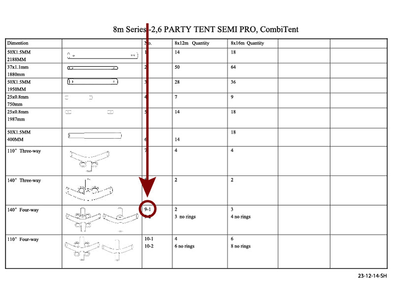 4-ways connector, Ø42+Ø54 mm, 140°