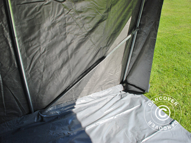 Storage tent PRO 2.4x2.4x2 m PE, with ground cover, Grey