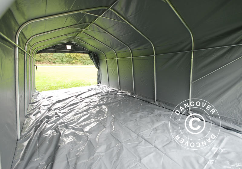 Portable garage PRO 3.6x7.2x2.68 m PVC with ground cover, Grey