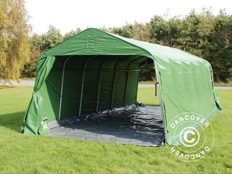 Portable garage PRO 3.6x7.2x2.68 m PVC with ground cover, Green