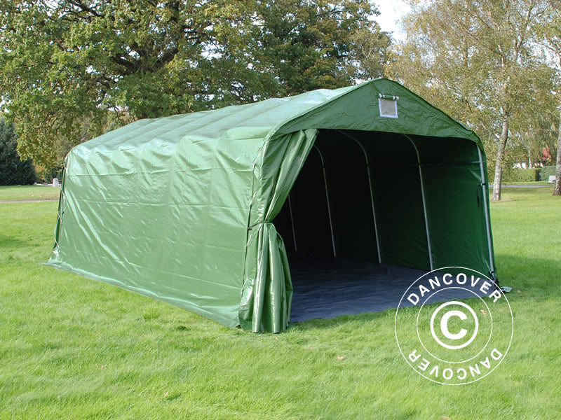Portable garage PRO 3.6x7.2x2.68 m PVC with ground cover, Green
