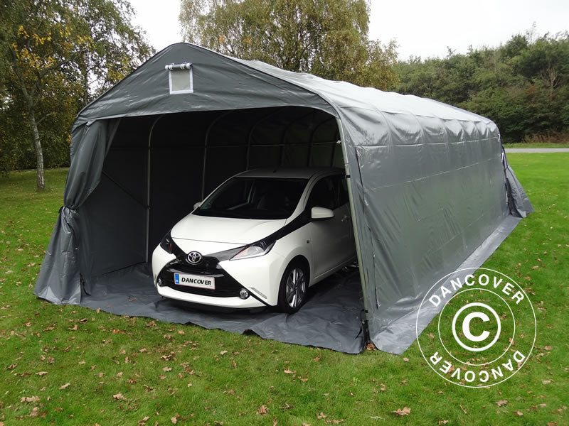 Portable garage PRO 3.6x8.4x2.7 m PVC with ground cover, Grey