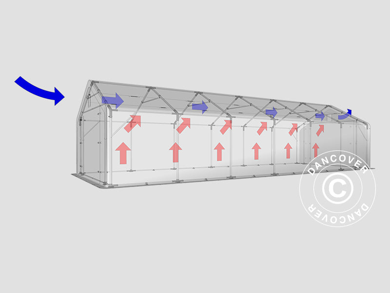 Storage shelter PRO 4x12x2x3.1 m, PVC, Grey