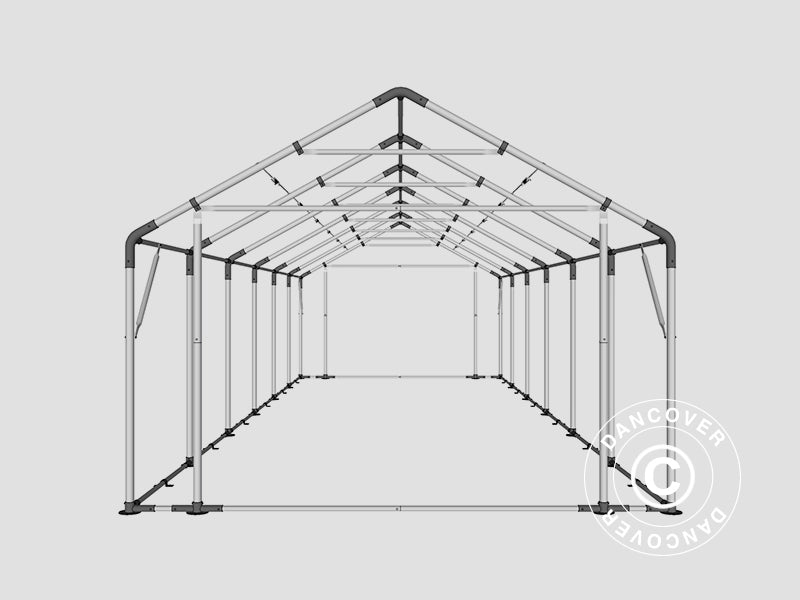 Storage shelter PRO 4x12x2x3.1 m, PVC, Grey