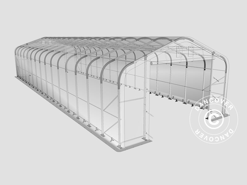 Storage shelter PRO 6x18x3.7 m PVC w/skylight, Grey