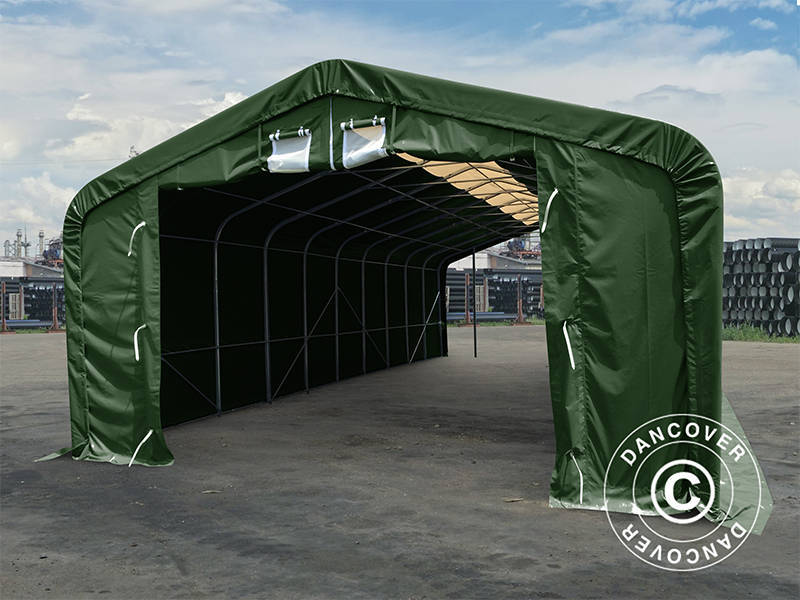 Storage shelter PRO 6x18x3.7 m PVC w/skylight, Green