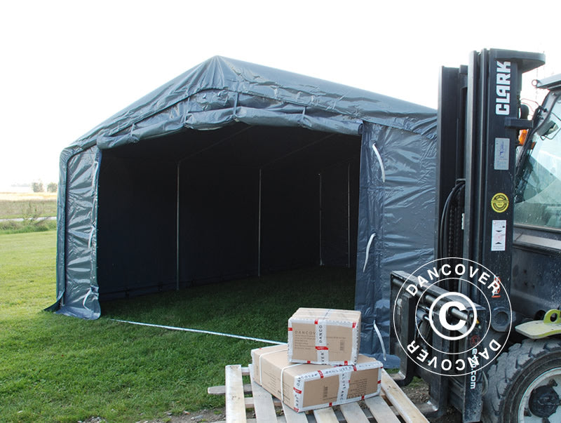 Storage shelter PRO 5x8x2x3.39 m, PVC, Grey