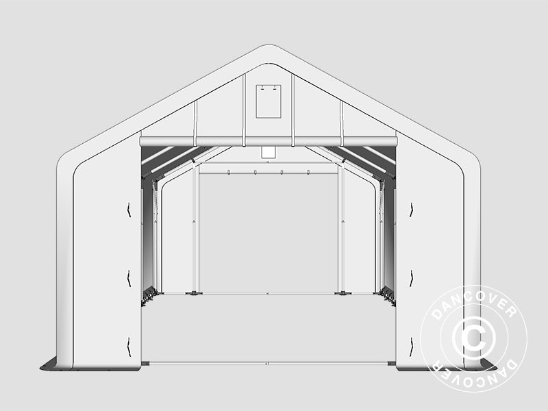 Storage shelter PRO 5x8x2x3.39 m, PVC, Green
