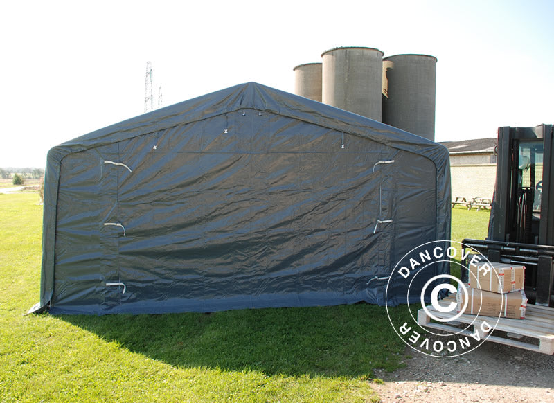 Storage shelter PRO 5x8x2.5x3.89 m, PVC, Grey