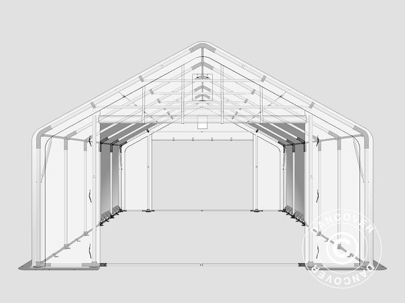 Storage shelter PRO 5x10x2x3.39 m, PVC, Grey