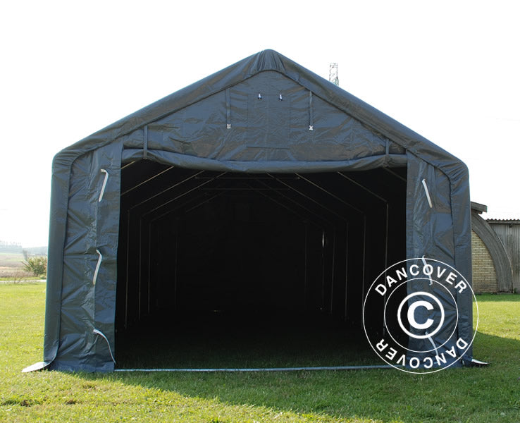 Storage shelter PRO 5x12x2x3.39 m, PVC, Grey