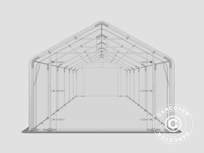 Storage shelter PRO 5x12x2x3.39 m, PVC, Grey