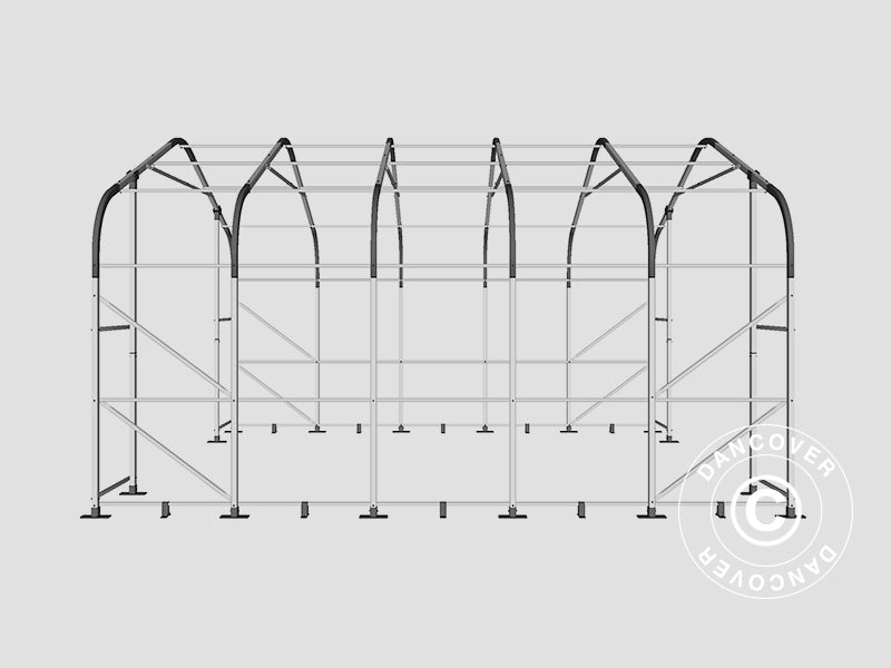 Storage shelter PRO 6x6x3.7 m, PE, Grey