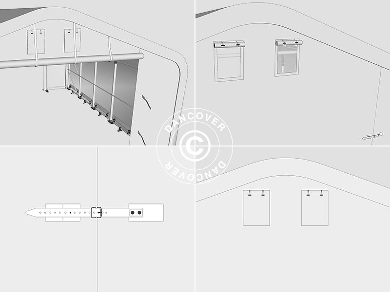 Storage shelter PRO 6x6x3.7 m, PE, Grey