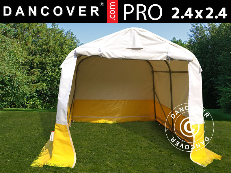 Storage work tent PRO 2.4x2.4x2 m, PVC, White/Yellow, Flame retardant