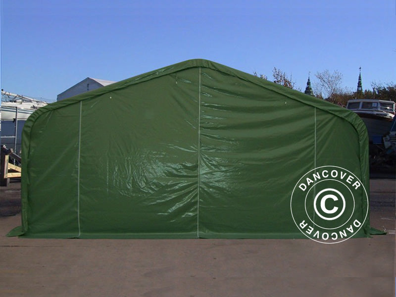 Storage shelter PRO 7x7x3.8 m PVC w/skylight, Green
