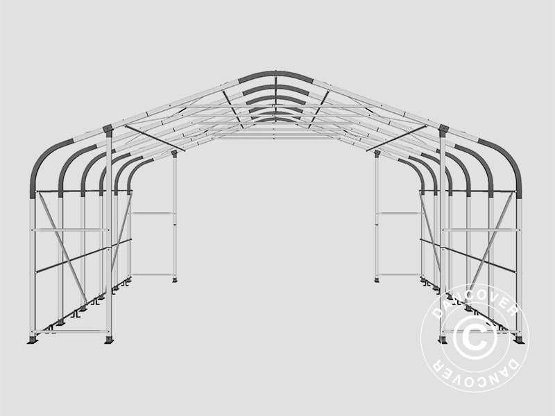 Storage shelter PRO 7x7x3.8 m PVC w/skylight, Grey