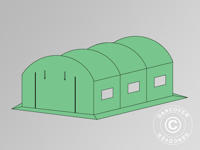 Cover for polytunnel greenhouse, 3x4.5x2m, 140 g/m2 PE, Green