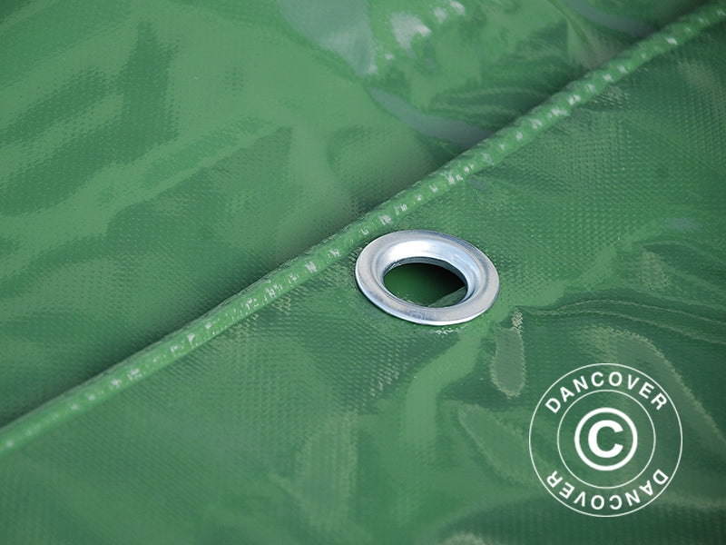 Tarpaulin 10x12 m, PVC 600 g/m², Green, Flame retardant