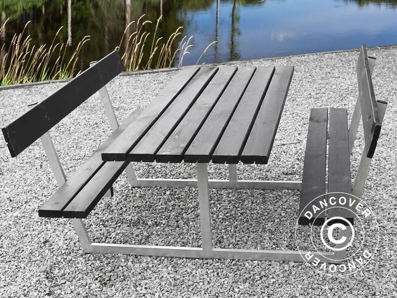 Picnic table w/backrest, 1.8x1.75x0.85 m, Black