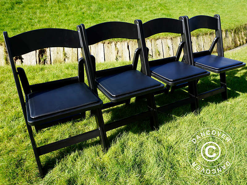 Padded Folding Chairs, Black, 44x46x77 cm, 24 pcs.