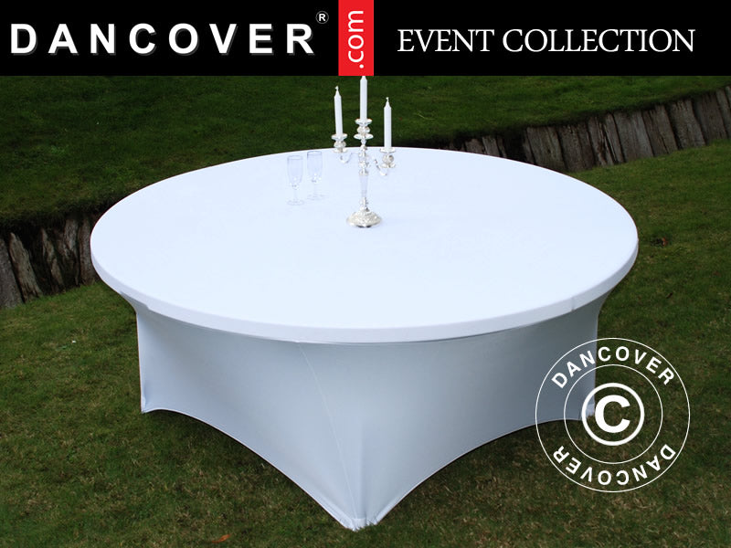 Stretch table cover Ø183x74 cm, White
