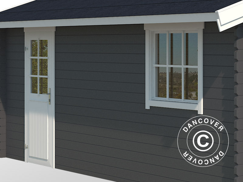 Wooden garage Rauma, 3.8x5.4x2.74 m, 40 mm, Dark grey