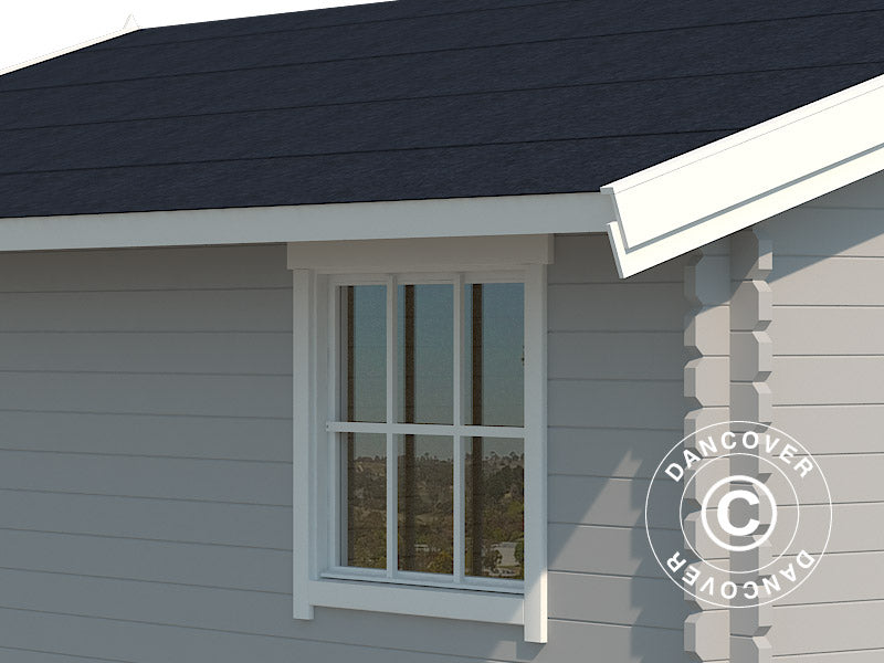 Wooden garage Rauma, 3.8x5.4x2.74 m, 40 mm, Light grey