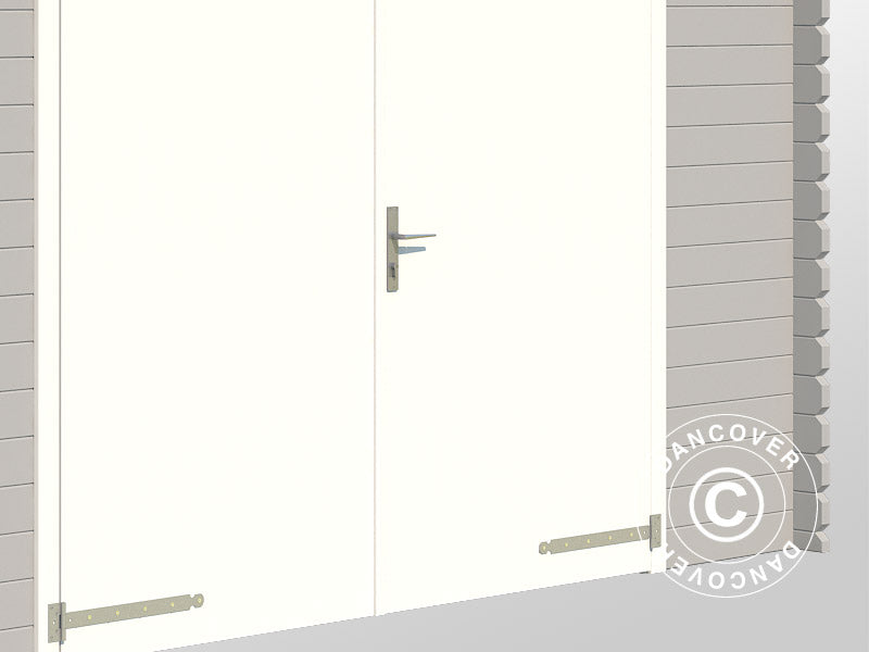 Wooden garage Rauma, 3.8x5.4x2.74 m, 40 mm, Light grey