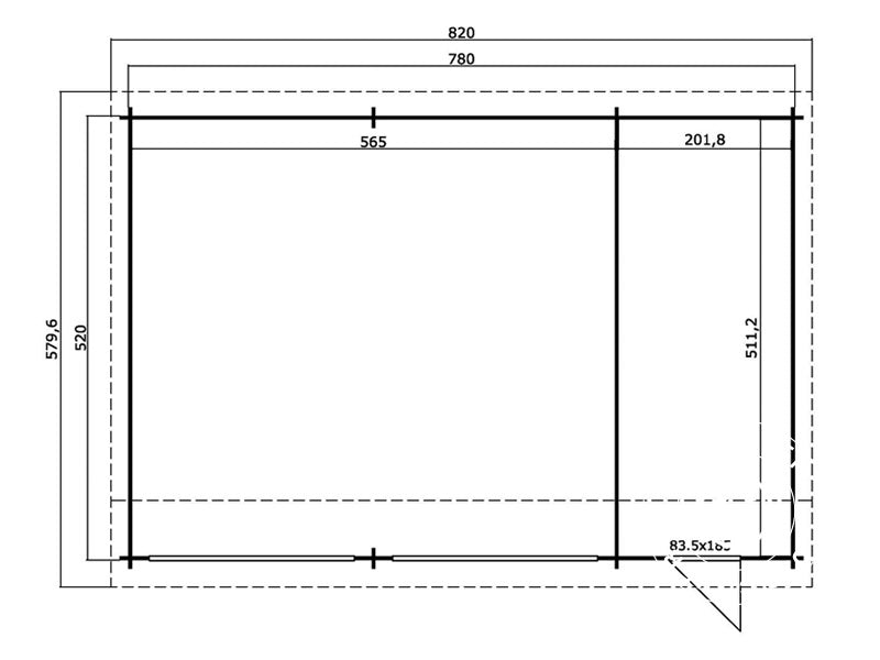 Wooden double garage, carport Vaasa, 7.8x5.2x3.21 m, 44 mm, Natural