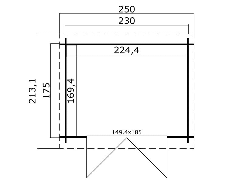 Wooden Shed Hagen 2.3x1.75x2.11 m, 28 mm, 3.8 m², Dark Grey