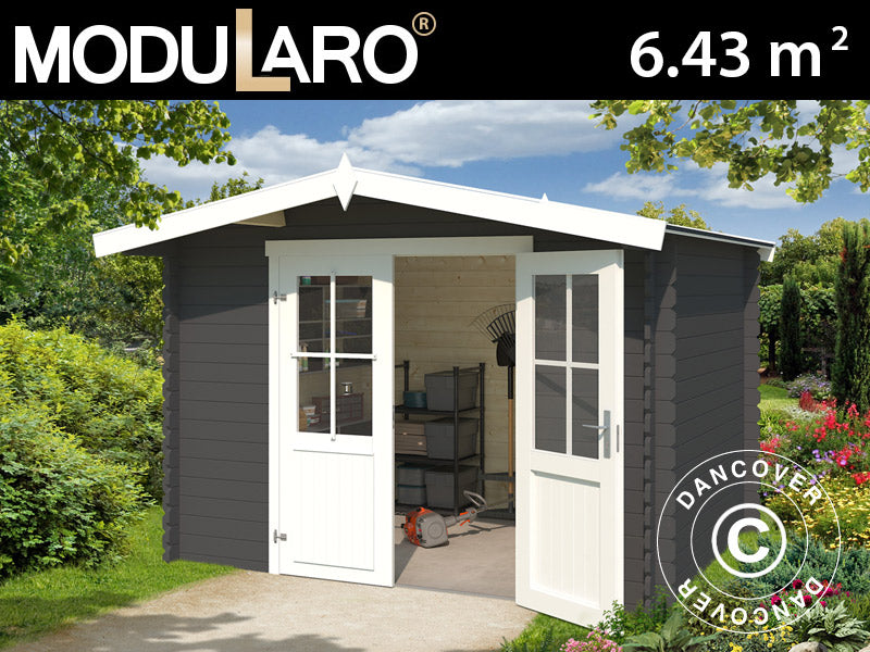 Wooden Shed Oslo 2.92x2.3x2.22 m, 28 mm, 6.43 m², Dark Grey